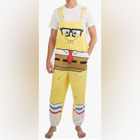 🎃 Halloween Costume Sponge Bob 🧽👓 Glasses Lounge Jammeralls Unisex Large - Picture 3 of 4